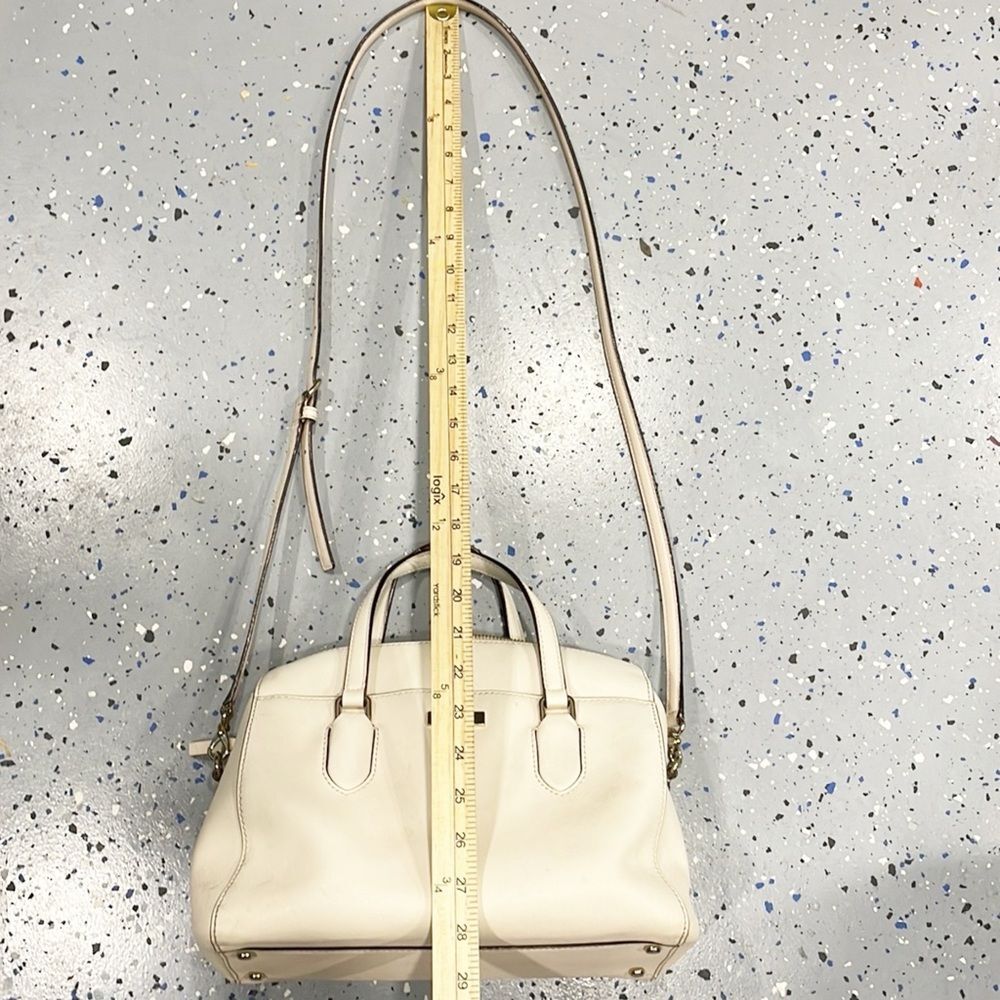 Kate Spade Handbag Laurel‎ Way Lanae Genuine Leather Light Beige Satchel Top Zip - Picture 9 of 11